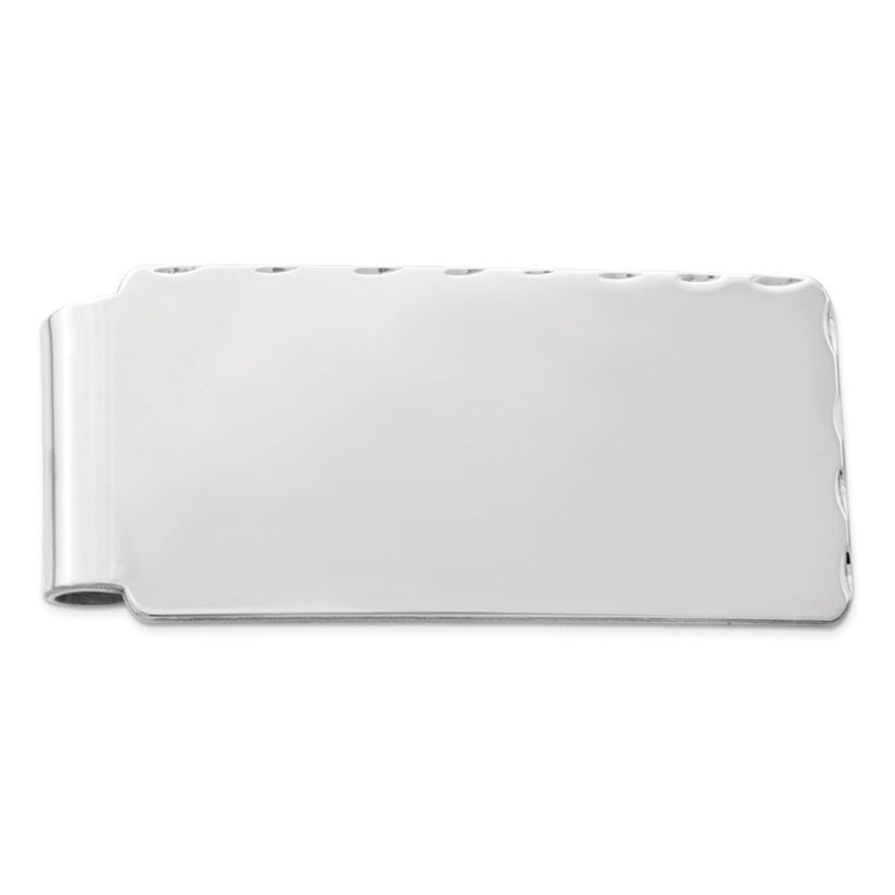 Rhodium Plated Sterling Silver Accent Edge FoldOver Money Clip 25x55mm